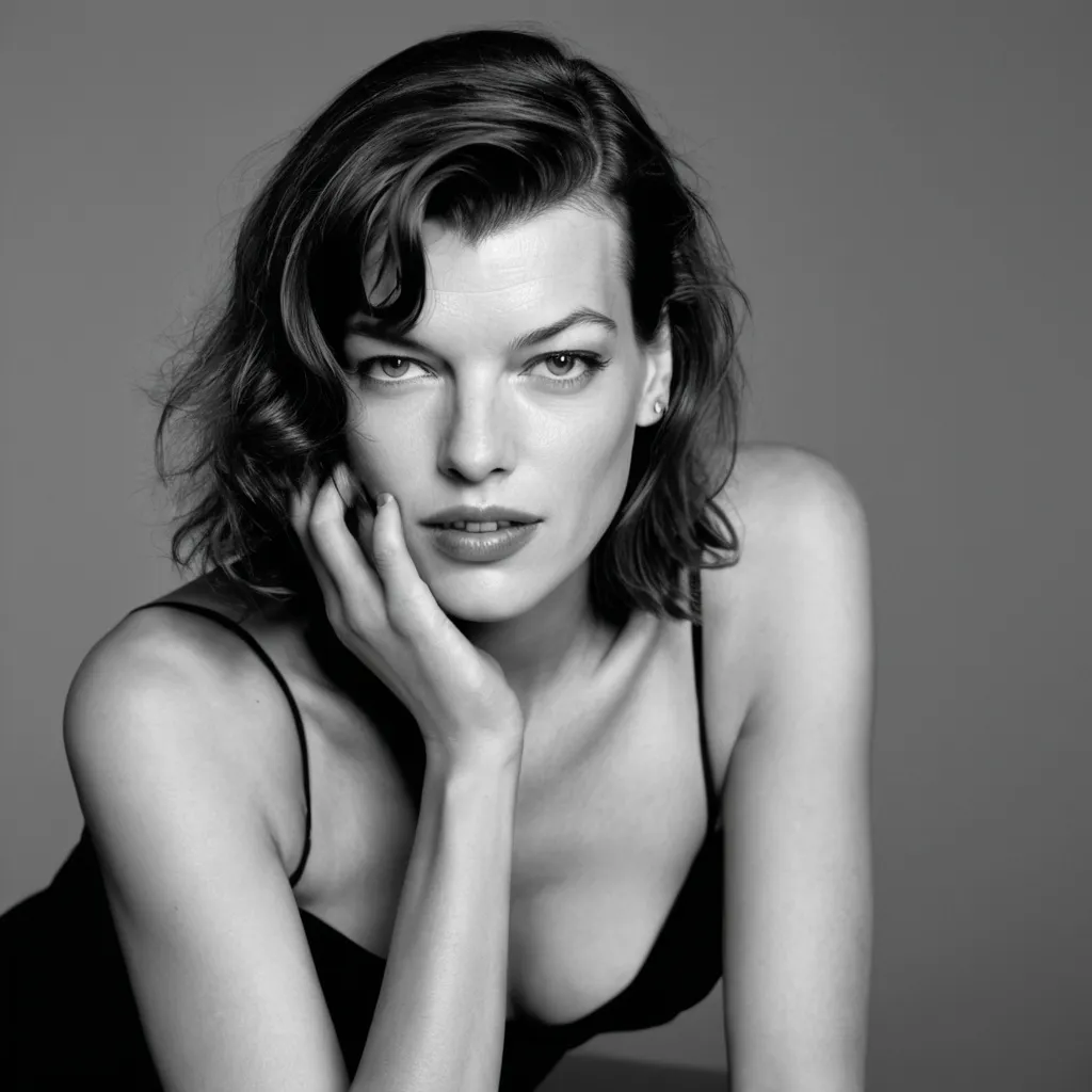 Prompt: milla jovovich, film noir detective