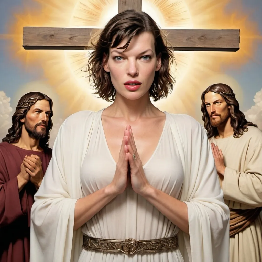 Prompt: milla jovovich meets Jesus Christ