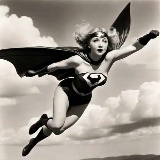 Prompt: bessie love superhero flying