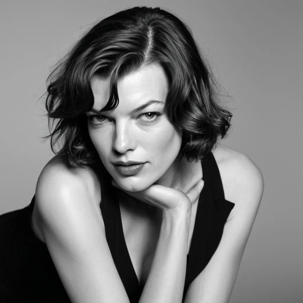 Prompt: milla jovovich, film noir detective