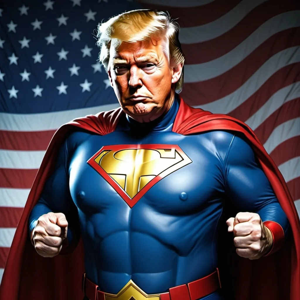 Prompt: donald trump superhero