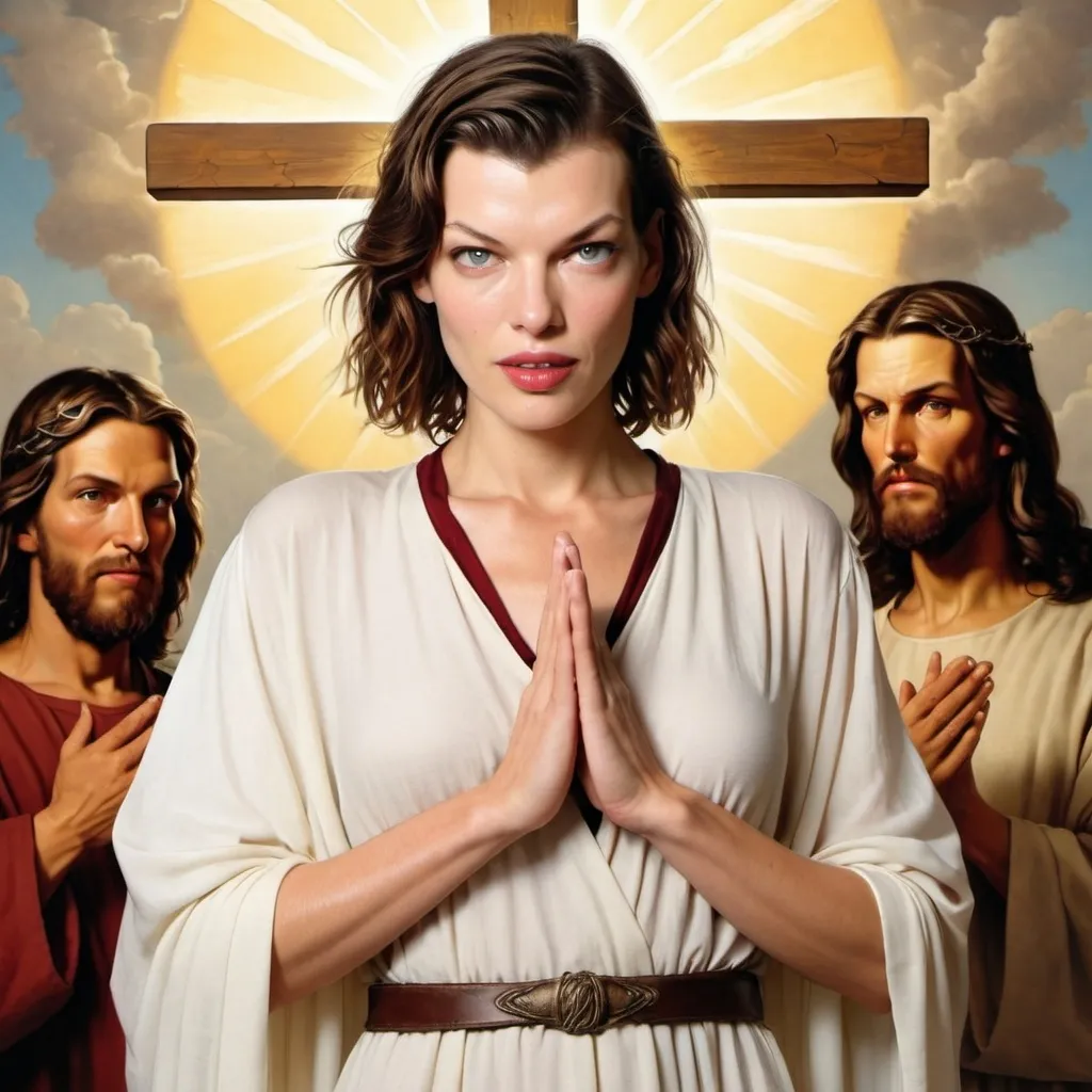 Prompt: milla jovovich meets Jesus Christ