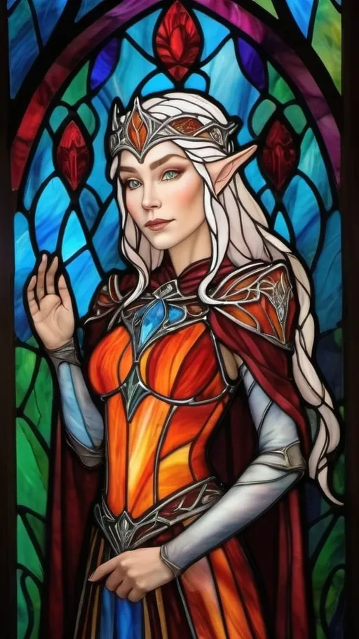 Prompt: Elven queen with rivendale in the background