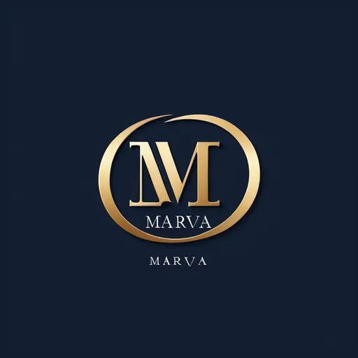 Prompt: A law firm logo for "Marva". Deep navy blue font with gold accents.