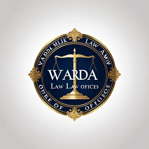 Prompt: A law firm logo for "Varda Malik Law Offices". Deep navy blue font with gold accents on a white background.