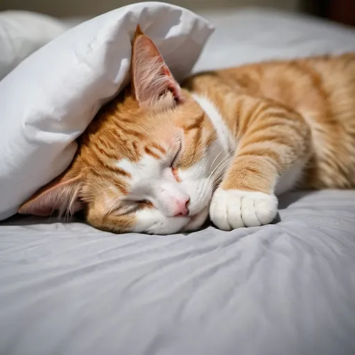 Prompt: A cat is sleeping on bed