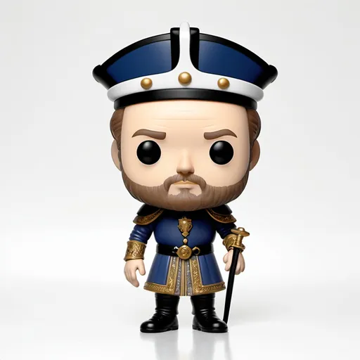 Prompt: Philip II funko pop figurine, 2d, on a plain white background with no shadow