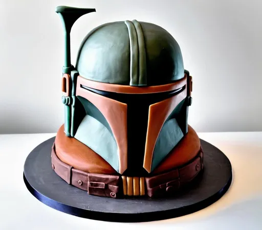 Prompt: Best quality, a cake made to look like The Mandalorian.