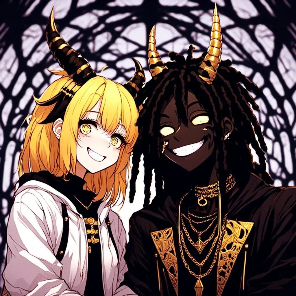 Gold and black aesthetic gothic anime profile pictur...