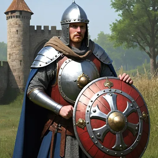 Prompt: Medieval shield master
