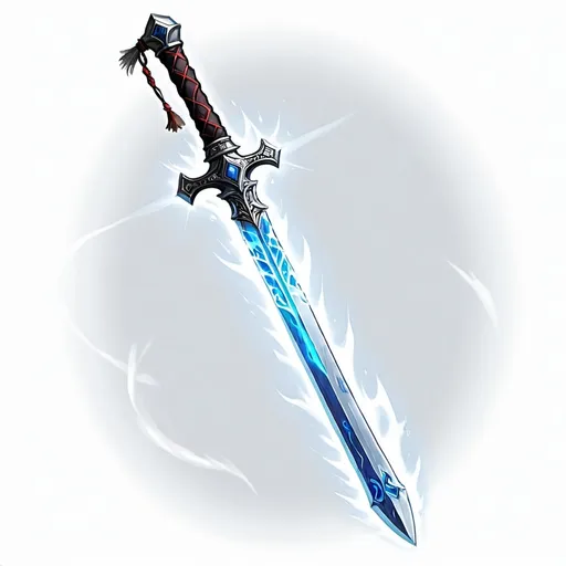 Prompt: When you hit with an attack using this magic sword, the target takes an extra 1d6 cold damage. In addition, while you hold the sword, you have resistance to fire damage.

In freezing temperatures, the blade sheds bright light in a 10-foot radius and dim light for an additional 10 feet.

When you draw this weapon, you can extinguish all non-magical flames within 30 feet of you. This property can be used no more than once per hour.