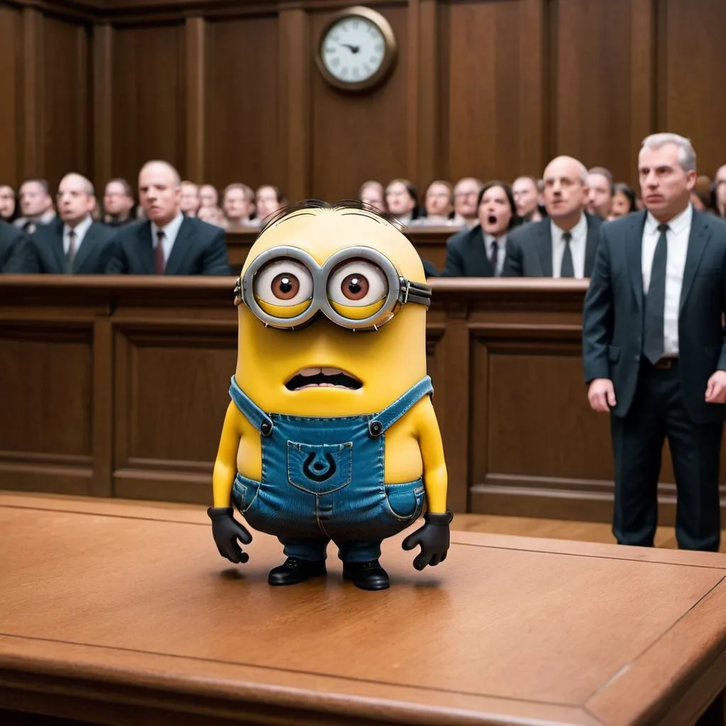 minion from minions in a court getting accused of a...