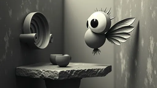 Prompt: A Mono Eye with wings either side of it, it is floating in the air, 