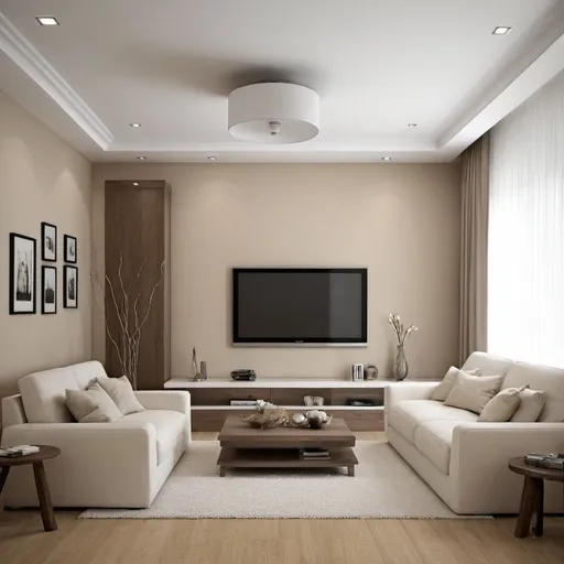 Prompt: decoracion  moderna neutral con fascias para sala interior