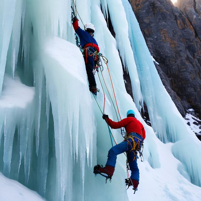 Prompt: ice climbing cowboy teton mountain range