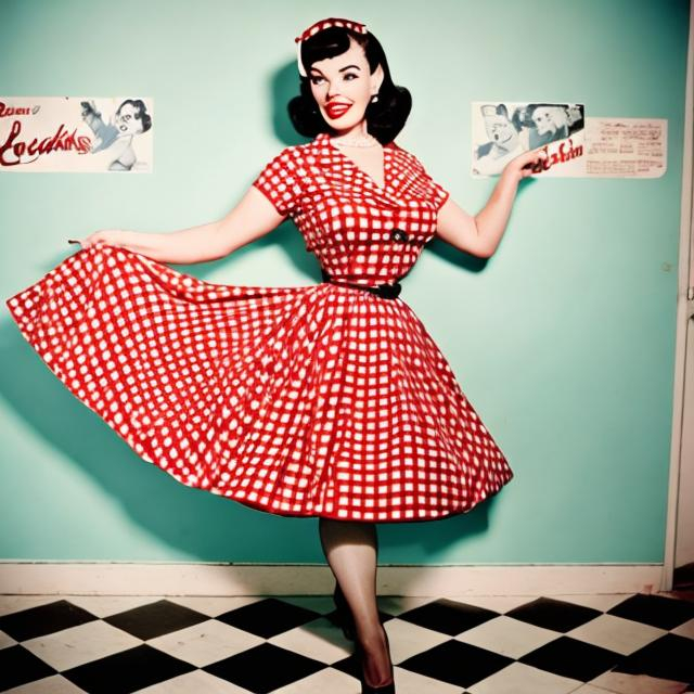 Prompt: 1950s housewife, pinup, bettie page