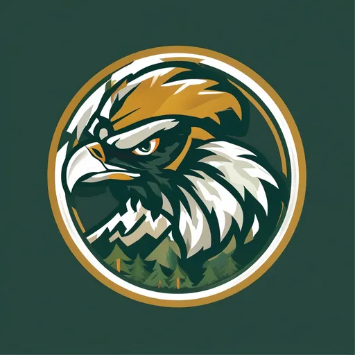 Prompt: Mountain Valley Thunderbirds primary logo. the team colors are forest green, gold, and white
