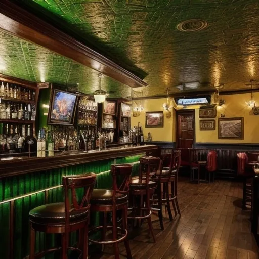 Prompt: romantic Irish pub