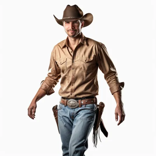 Prompt: cowboy with cowboy hat, fully body, transparent background