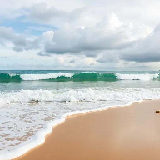 Prompt: ocean waves along a Hawaiian beach