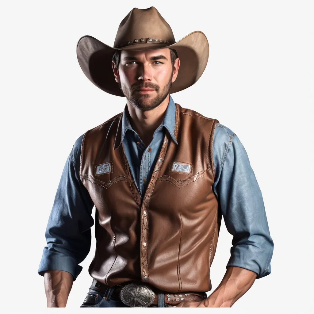 Prompt: cowboy with cowboy hat, fully body, transparent background