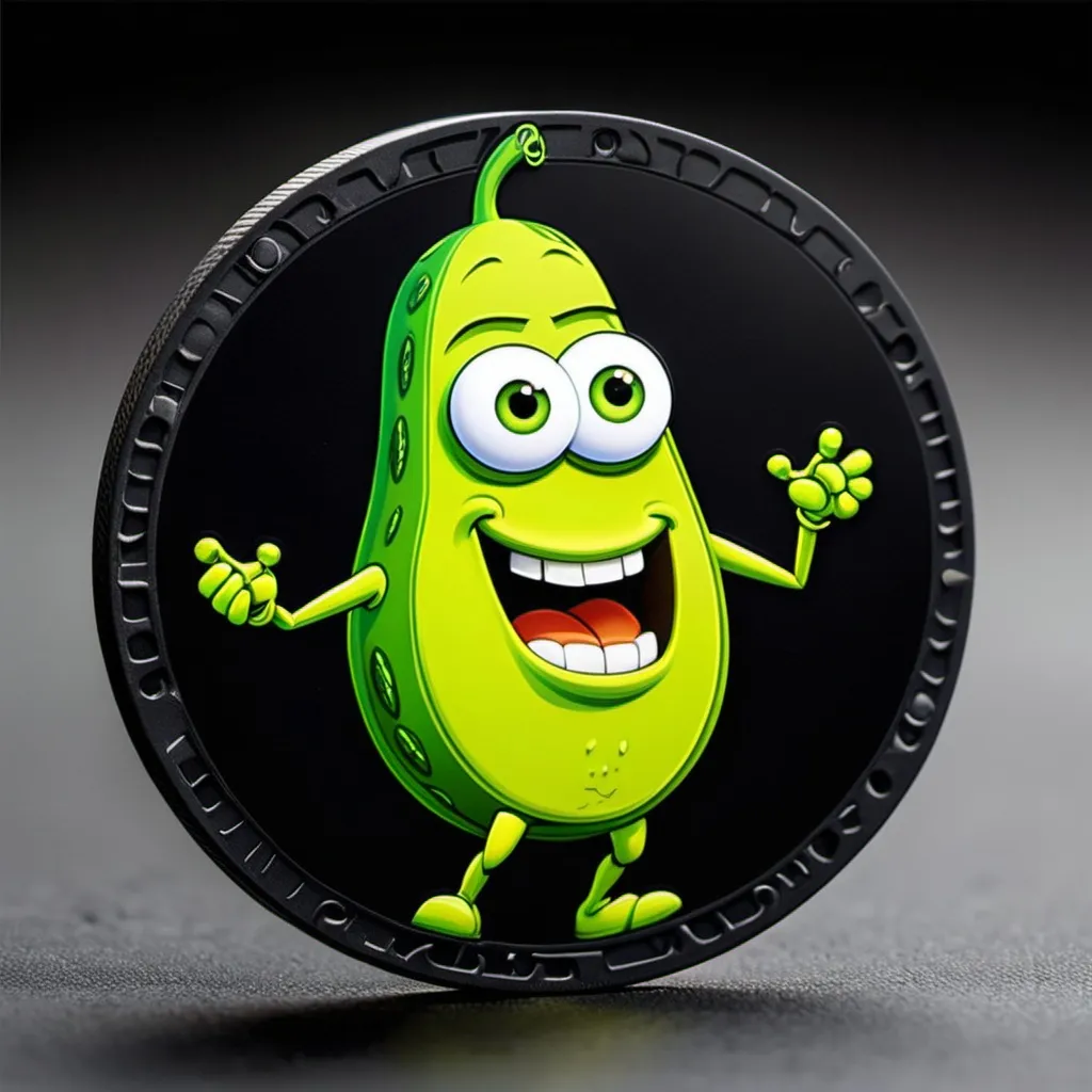 Prompt: pixar pickle on black poker chip