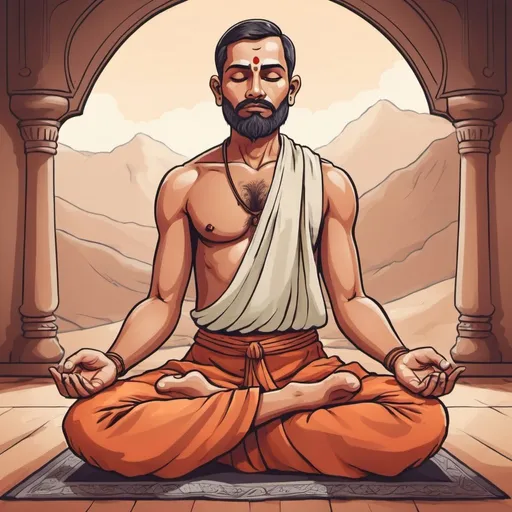 Prompt: A man sitting in an indian position with a background suitable for meditation
make it into a cartooon