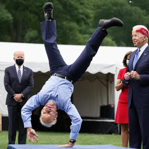 Prompt: Biden does a back flip