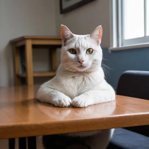 Prompt: un gato sentado en una mesa

