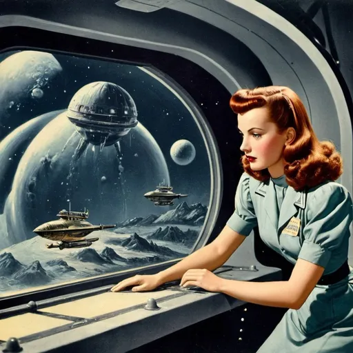 Prompt: vintage science fiction images from the 1940's
