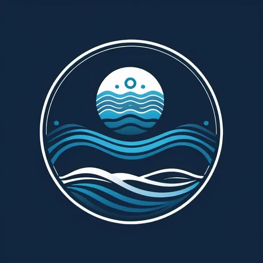 Prompt: Create a circular logo for a research team, that is: Underwater acustics and sonar RND (NAVY submarine's)
Focuse on the "Underwater acustics"
Make in without any writing.
Use the Avatar water tribe logo as reference.