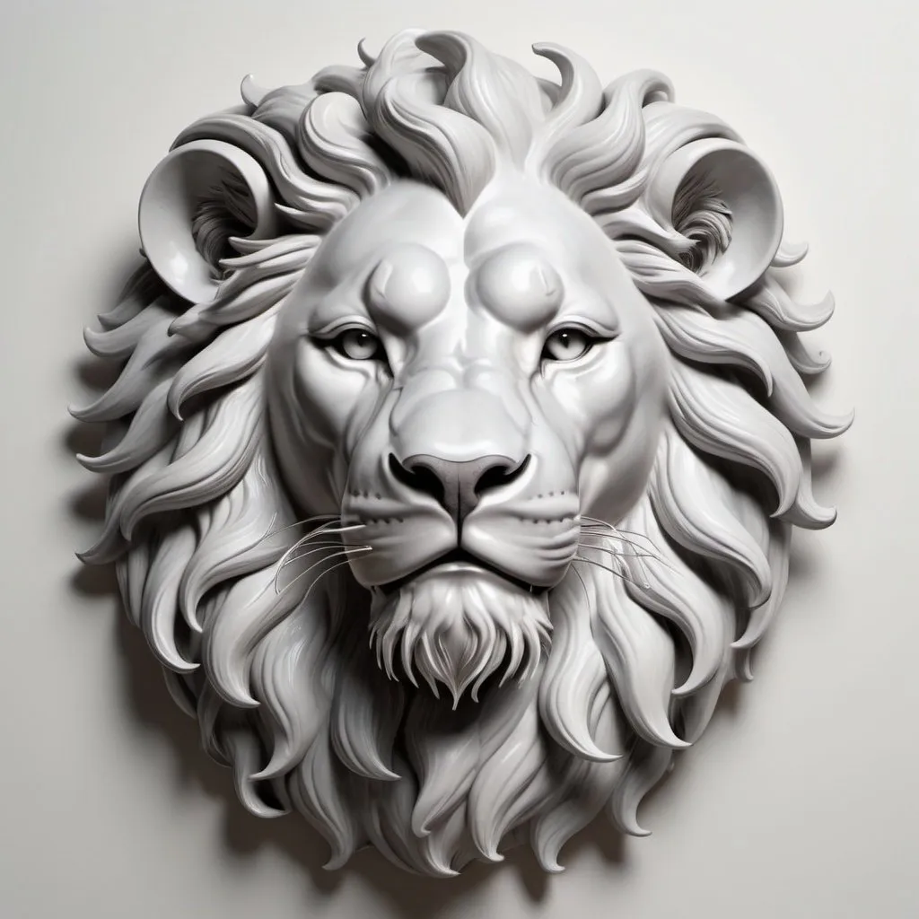 Prompt: A hyper-realistic high detailed, beautiful  Black Man, 3d Lion Zodiac symbol resplendent efflorescence in the style of roberto ferri and james jean, all white