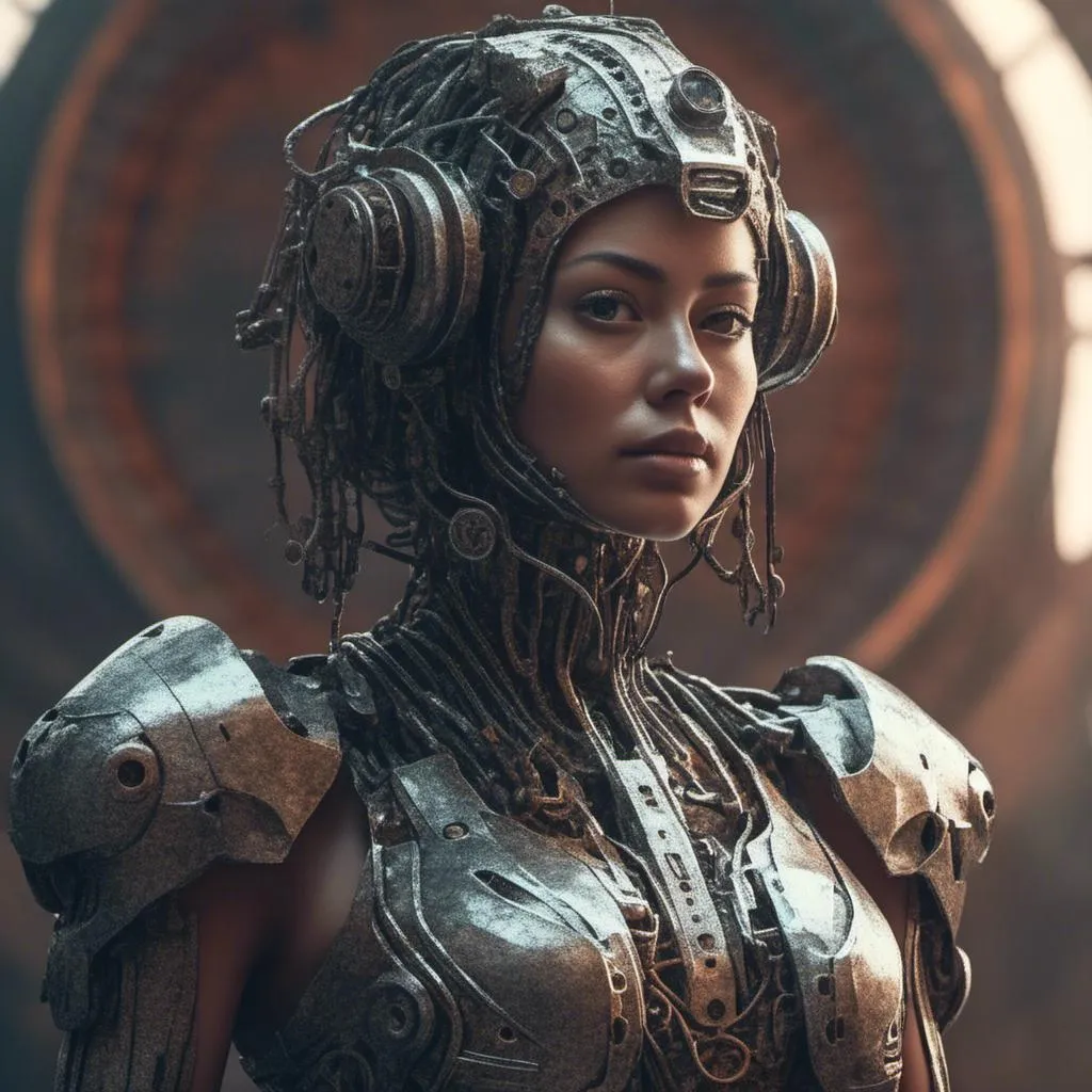 Prompt: <mymodel> A beautiful highly detailed retrofuturistic mechanical very hyper-realistic lationo woman made from metal:1.2), by (Tom Bagshaw and Greg Rutkowski:0.9), fantasy concept art, African by Greg Rutkowski and filip hodas, dieselpunk, 70mm photo, featured on artstation, 4k, octane render  