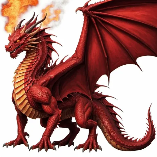 Prompt: boss red dragon standing with blazing eyes