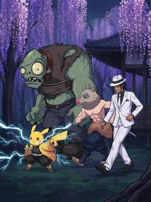 Prompt: 把圖片的角色生成為一起以相同動作跳Moon Walk的畫面，