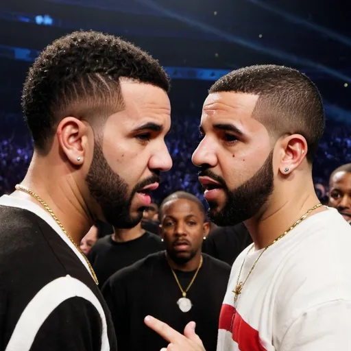 Prompt: Drake fighting kendrick