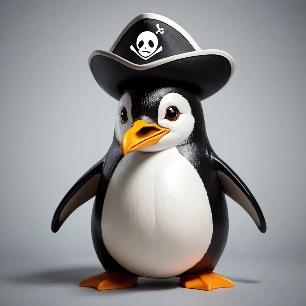 Prompt: Gostaria de usar o mascote do Linux para uma arte destinada ao evento de Linux Day realizado por uma atl�tica nomeada de cors�rios, o mascote dessa atlética é um pirata, portanto, achamos interessanter a ideia de colocar o pinguim que representa o Linux com um tapa olho e chapéu de pirata