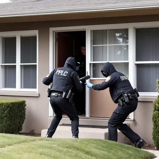 Prompt: Agents break into the suspect house