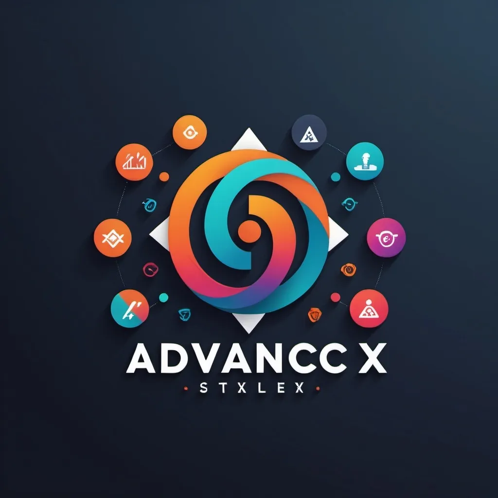 Prompt: Logo with "Advance Fx", background sleek look with traders icon and symbols, boys trading and learning and sharing 