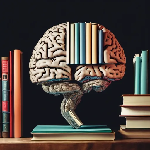 Prompt: A brain morphed with books