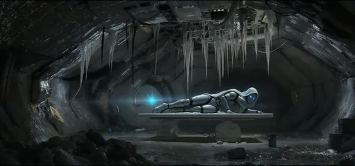 Prompt: @y1Lfc74Cq3XGesgc4ADv is sleeping on the table, like he was laid to rest. Head on the right side of the table and feet on the left. No sword is visible.