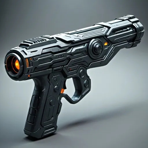 Prompt: A futuristic sci-fi gun with advanced technology