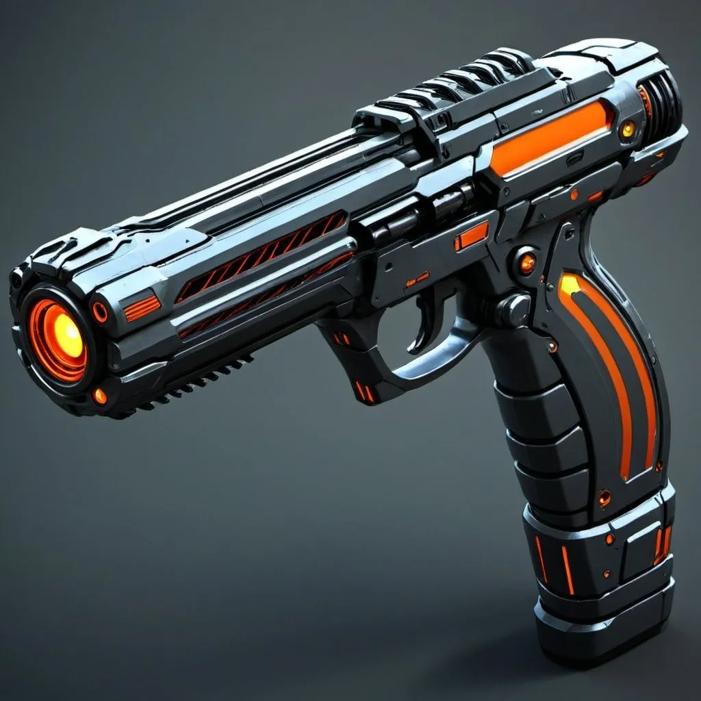 Prompt: A futuristic sci-fi gun with advanced technology