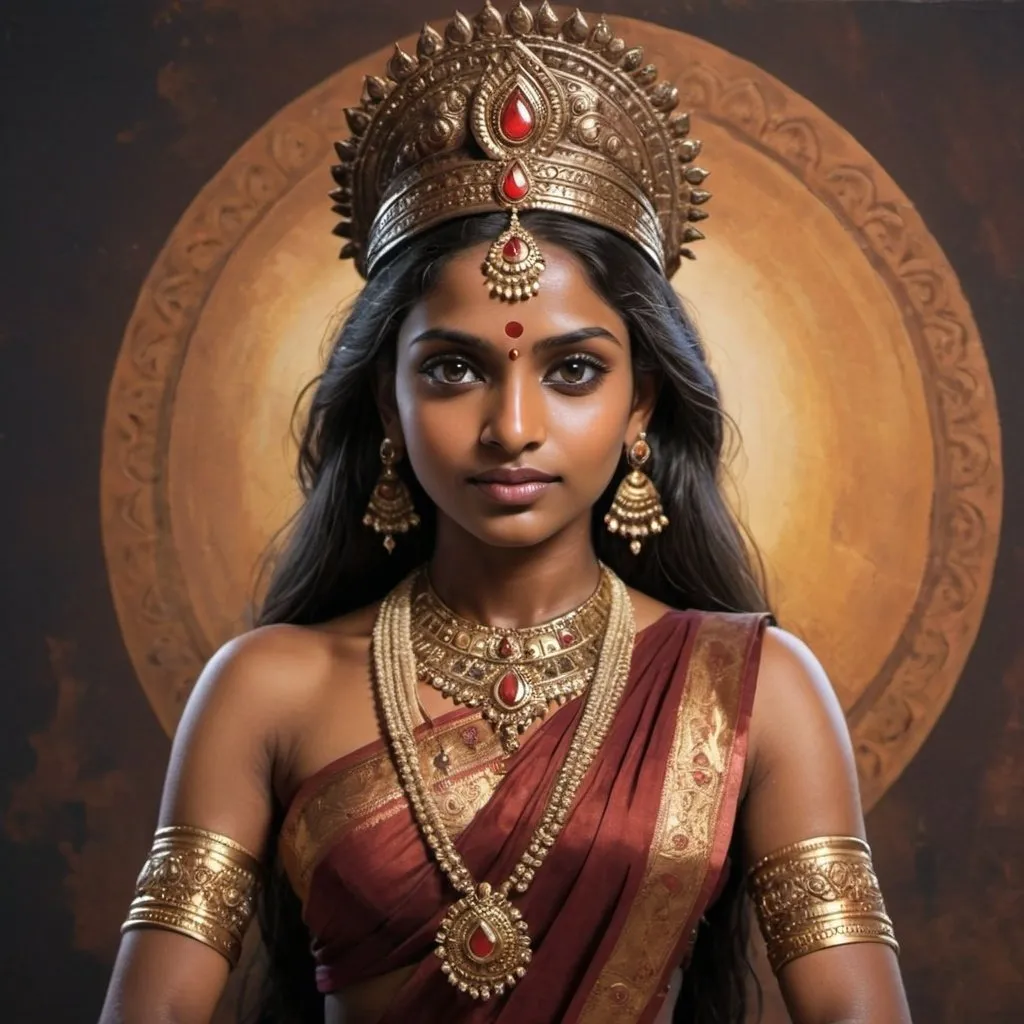 Prompt: An Indian goddess with dark skin tone