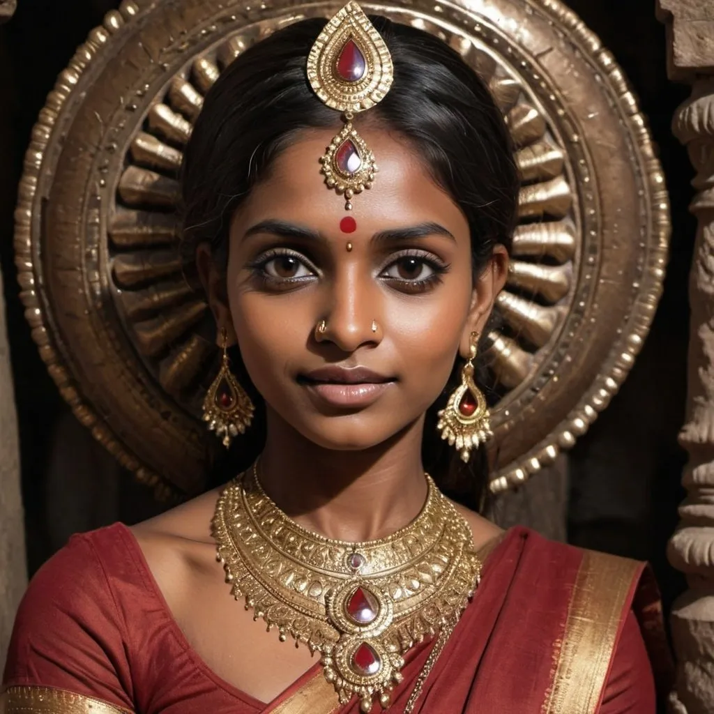 Prompt: An Indian goddess with dark skin tone