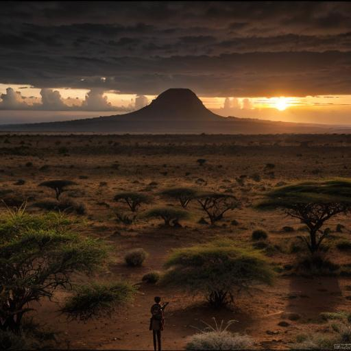 Prompt: long shot super detailed lifelike illustration, intricately detailed, dramatic weather, gorgeous detailed african safari, silhouette, sunset, masai girl, Kilimanjaro{background} Adansonia grandidieri, masai mara, sunset 

masterpiece photoghrafic real digatal ultra realistic hyperdetailed 

 cinematic light, movie, contrast 


volumetric lighting maximalist photo illustration 4k, resolution high res intricately detailed complex,

soft focus, realistic, heroic fantasy art, clean art, professional, colorful, rich deep color, concept art, CGI winning award, UHD, HDR, 8K, RPG, UHD render, HDR render, 3D render cinema 4D