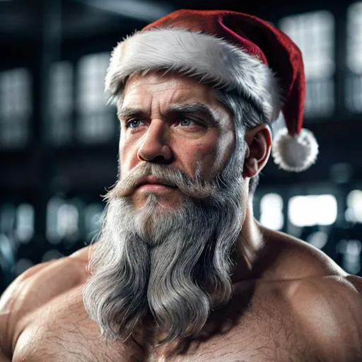 Prompt: long shot super detailed lifelike illustration, intricately detailed, dramatic lighting, gorgeous dEtailed Santa Claus at the gym, training, exercise, bench press, movie,

masterpiece photoghrafic real digital ultra realistic hyperdetailed , ruffles, highly detailed blue eyes, highly detailed beautiful beard, highly detailed intricate fluffy gray short hair, stray gray hairs, complex,

Gym environment, motivation environment, vintage environment, fantastical nostalgic mood,

hopeful, smile, iridescent reflection, cinematic light,

impressionist painting, Degas Style Painting,

volumetric lighting maximalist photo illustration 4k, resolution high res intricately detailed complex,

soft focus, digital painting, oil painting, heroic fantasy art, clean art, professional, colorful, rich deep color, concept art, CGI winning award, UHD, HDR, 8K, RPG, UHD render, HDR render, 3D render cinema 4D, Makoto Shinkai,