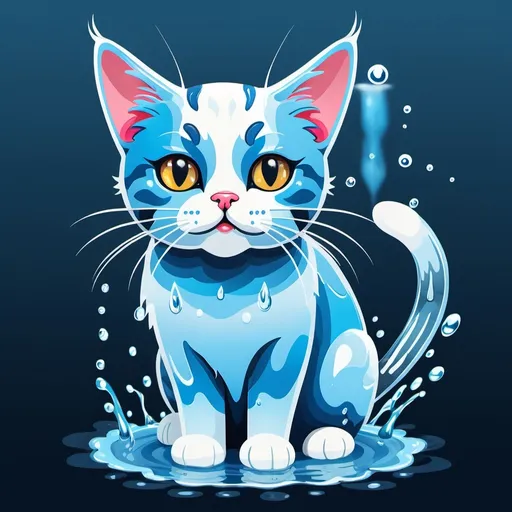 Prompt: A clipart style cat made out of water, very cute