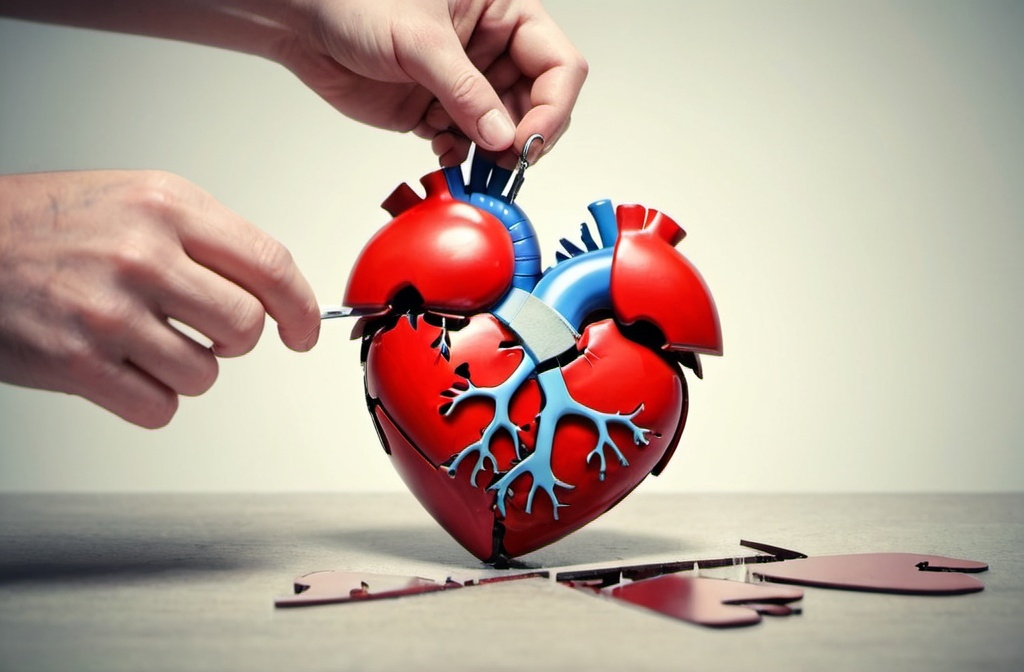 Prompt: a broken heart being put back together