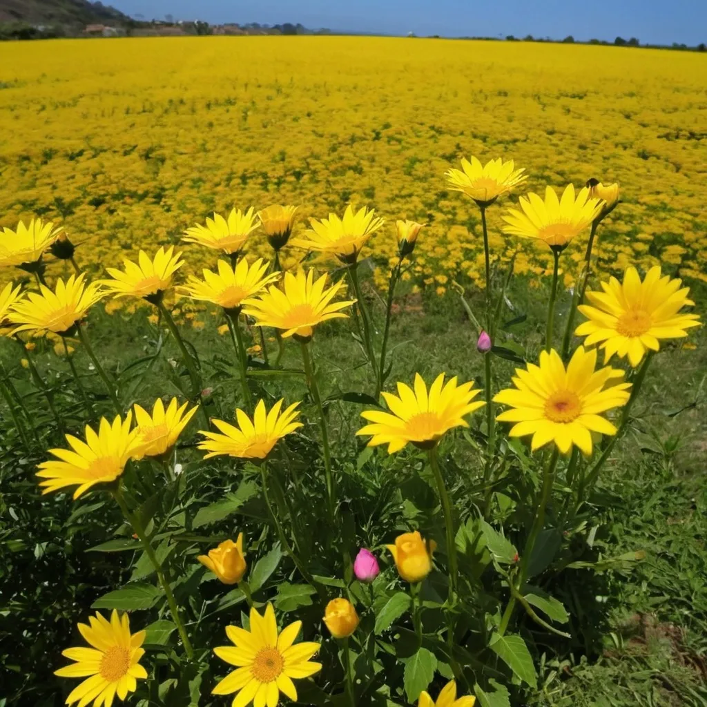 Prompt: Flores no campo 